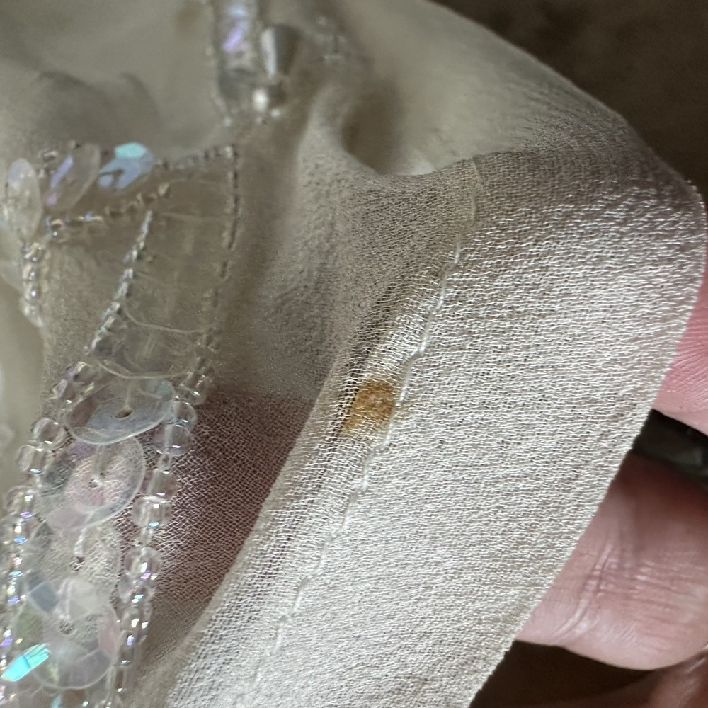 1980s Edwardian Style Heavily Beaded Lillie Ruben Silk Wedding Formal Gown Small - Picture 14 of 16